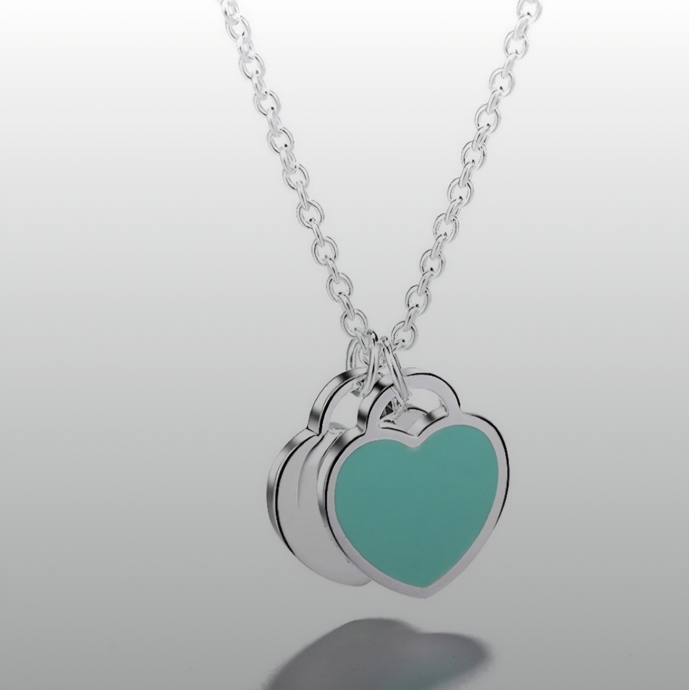 Silver and Blue Heart Pendant Necklace